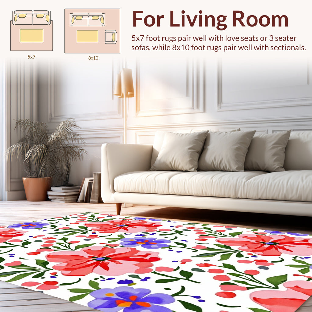 Pink And Purple Floral Pattern Rug