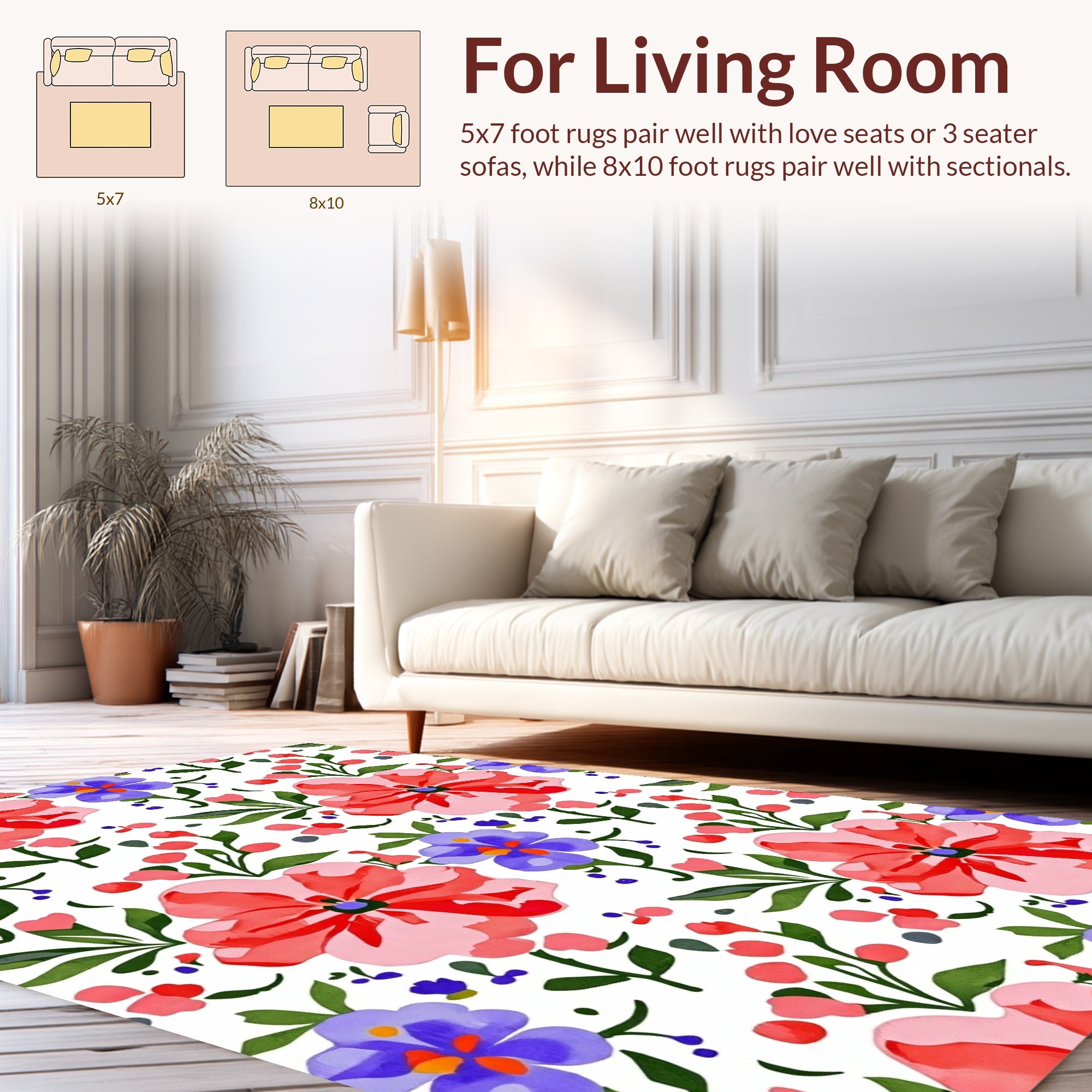 Pink And Purple Floral Pattern Rug