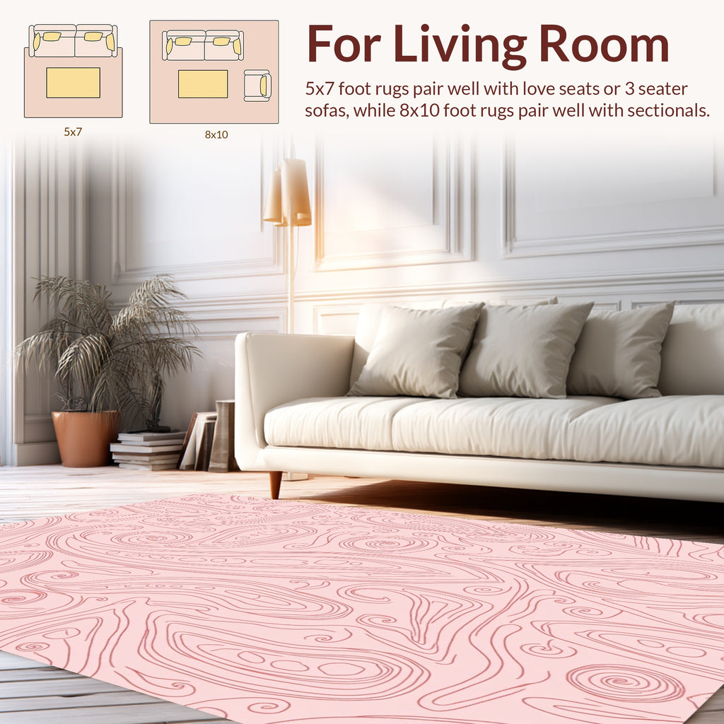 Pink Paisley Contour Abstract Design Rug