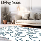 Whimsical Leafy Scrollwork Pattern Rug