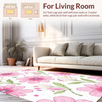 Delicate Pink White Floral Pattern Rug