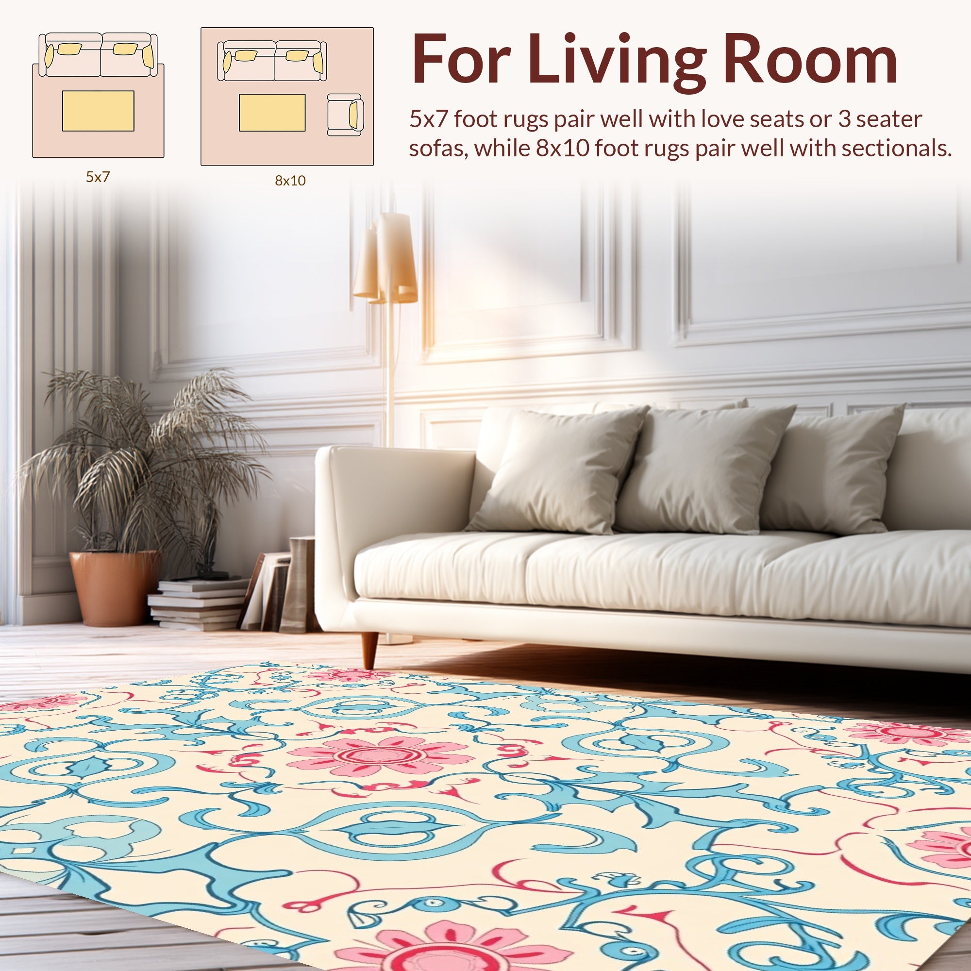 Vintage Floral Vine Pattern Rug