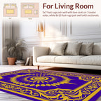 Royal Blue Gold Floral Mandala Rug