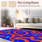 Vibrant Orange Blue Abstract Shapes Rug