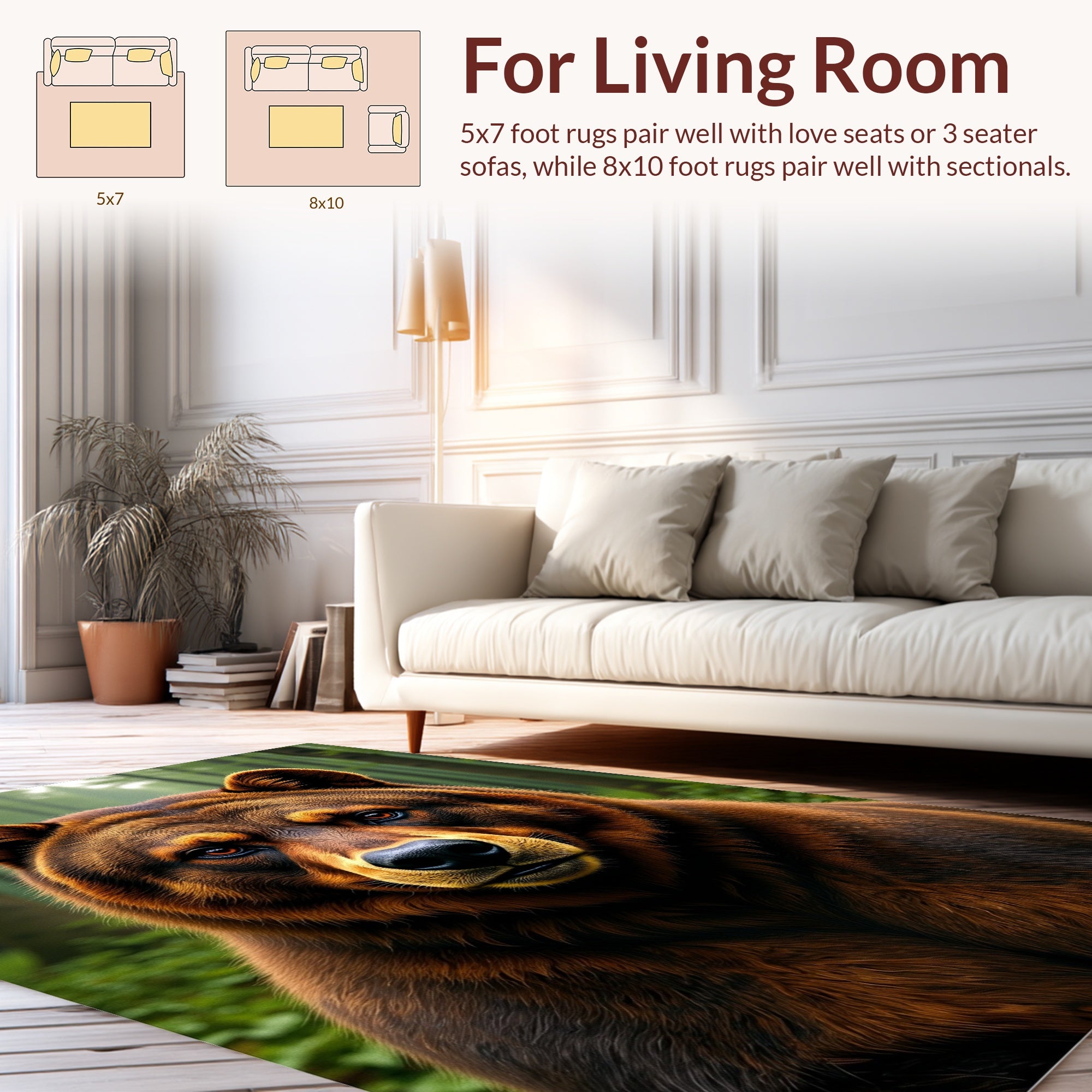 Majestic Bear Forest Wildlife Rug