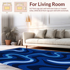 Abstract Blue Wave Pattern Rug