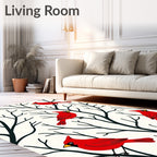 Crimson Cardinals on Bare Winter Branches Rug
