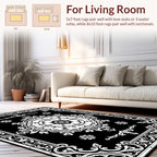 Elegant White Floral Scrollwork Rug