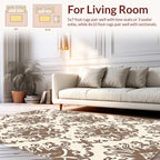 Classic Brown Ivory Damask Arabesque Rug