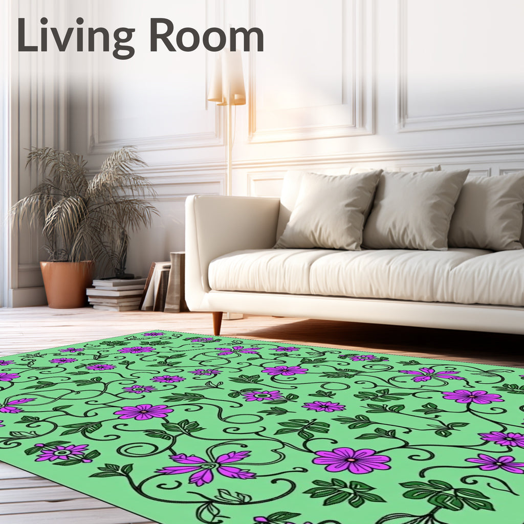 Sweet Lavender Floral Vine Arrangement Rug