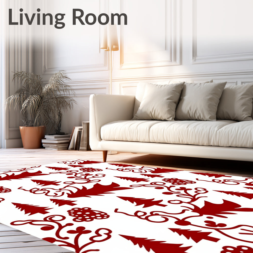 Charming Red Christmas Tree Garland Rug