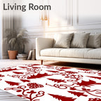 Charming Red Christmas Tree Garland Rug