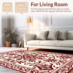 Rich Red Elegant Scrollwork Rug