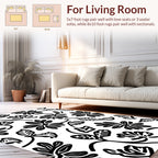 Bold Black Floral Pattern Rug