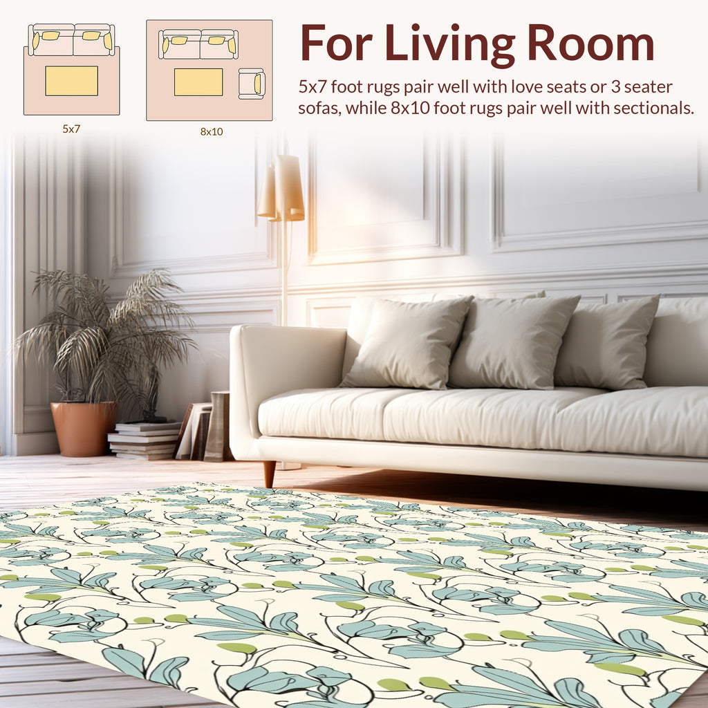 Delicate Floral Vine Pattern Design Rug