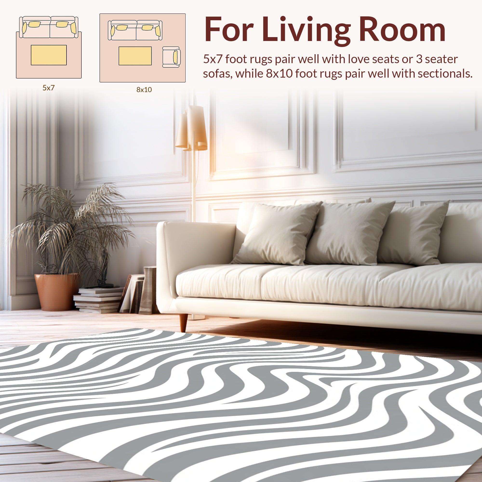 Grey Wavy Stripe Pattern Rug