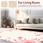 Pink Floral Branch Pattern Rug