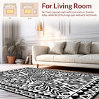 Bold Black White Symmetric Pattern Rug