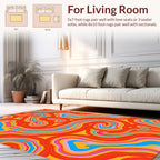Psychedelic Swirling Orange Pink Blue Rug