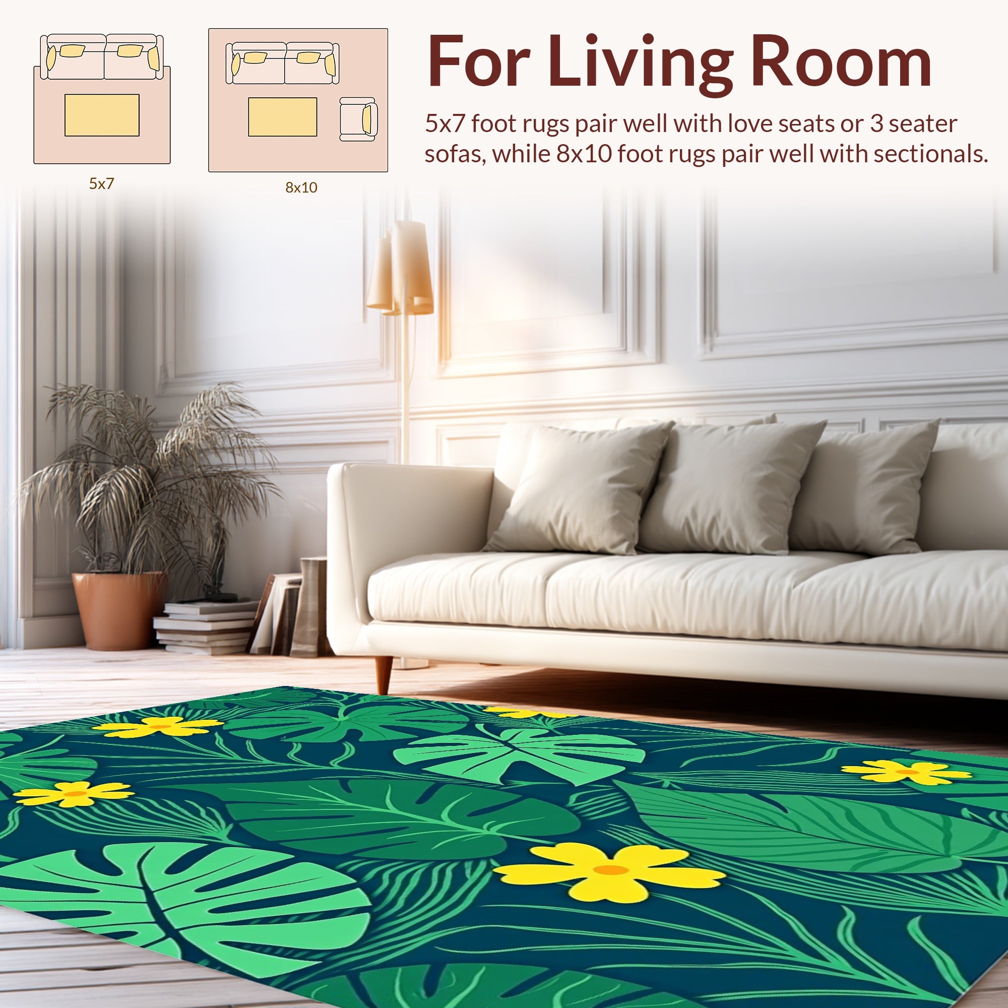 Lush Tropical Jungle Foliage Rug