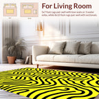 Bold Yellow Black Wavy Lines Rug