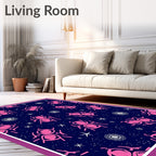 Pink Insect Cosmic Midnight Stars Rug