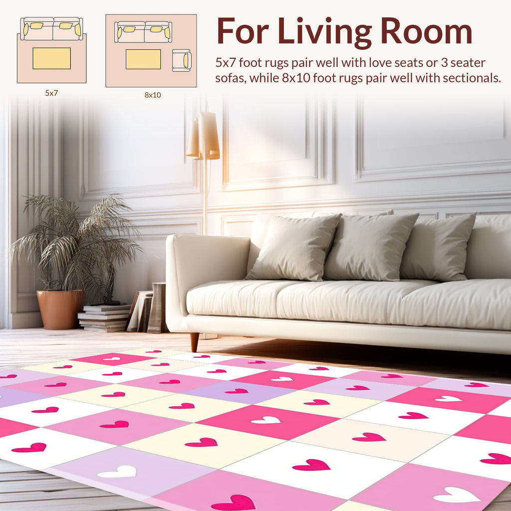 Sweet Heart Patterned Pastel Rug