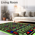 Geometric Floral Mandala Black Red Blue Lime Rug