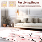 Pink Cherry Blossom Branch Pattern Rug