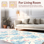 Art Nouveau Floral Drawing Blue Pink Accent Rug