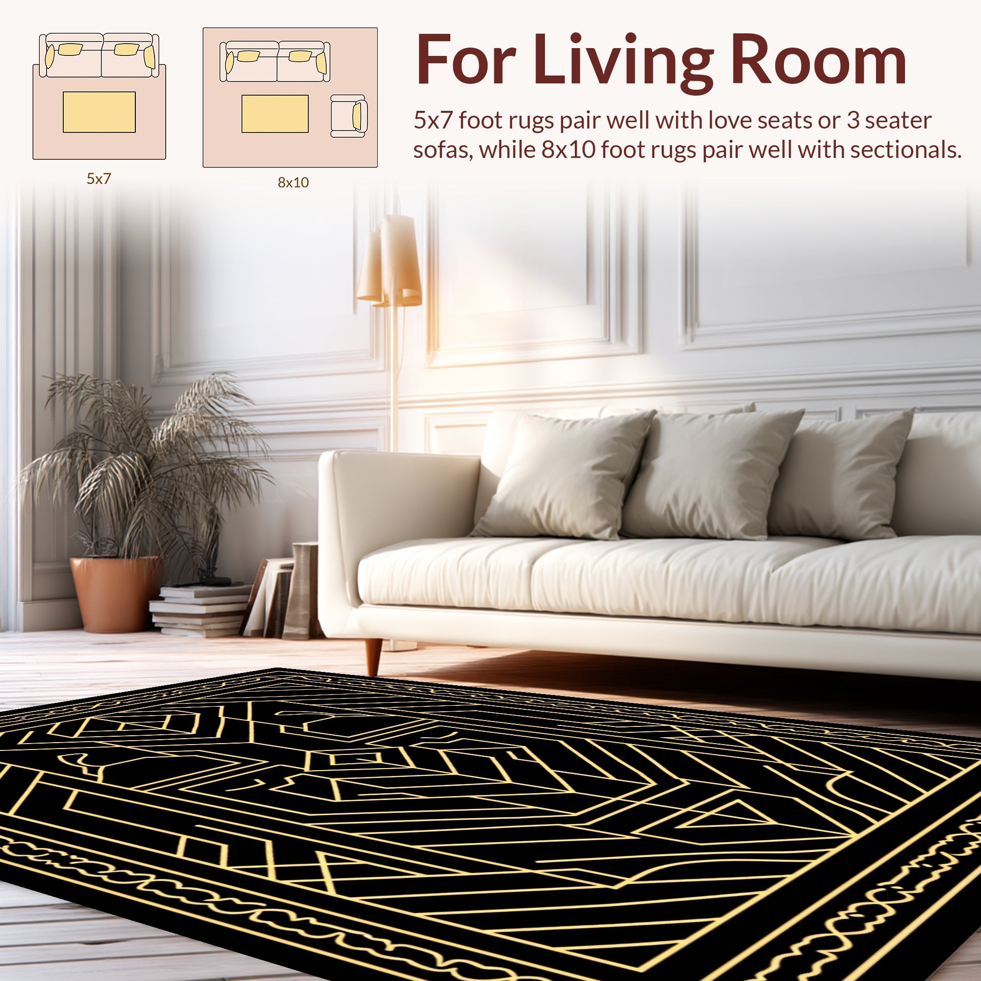 Geometric Emblem Gold Art Rug
