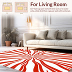 Radiating Red Wavy Lines Rug