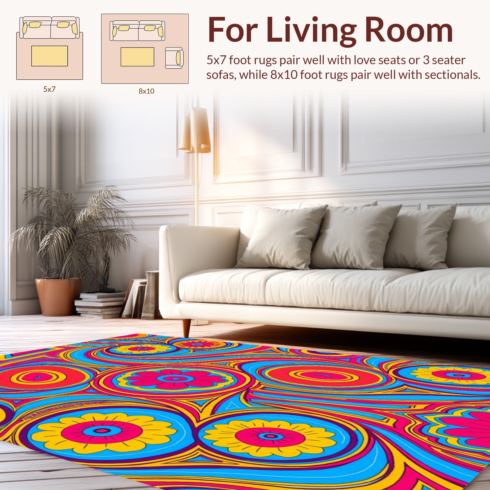 Psychedelic Floral Swirl Pattern Rug