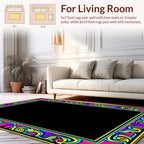 Vibrant Abstract Swirl Border Rug