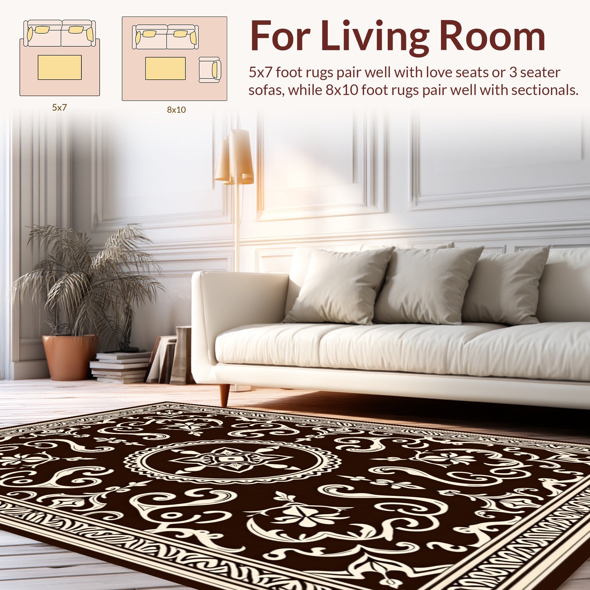 Ornate Floral Scrollwork Pattern Rug