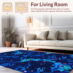 Abstract Blue Swirl Pattern Rug