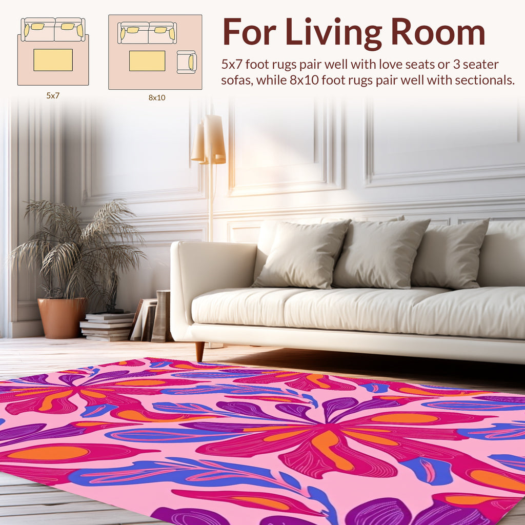 Vibrant Abstract Floral Tropical Design Rug