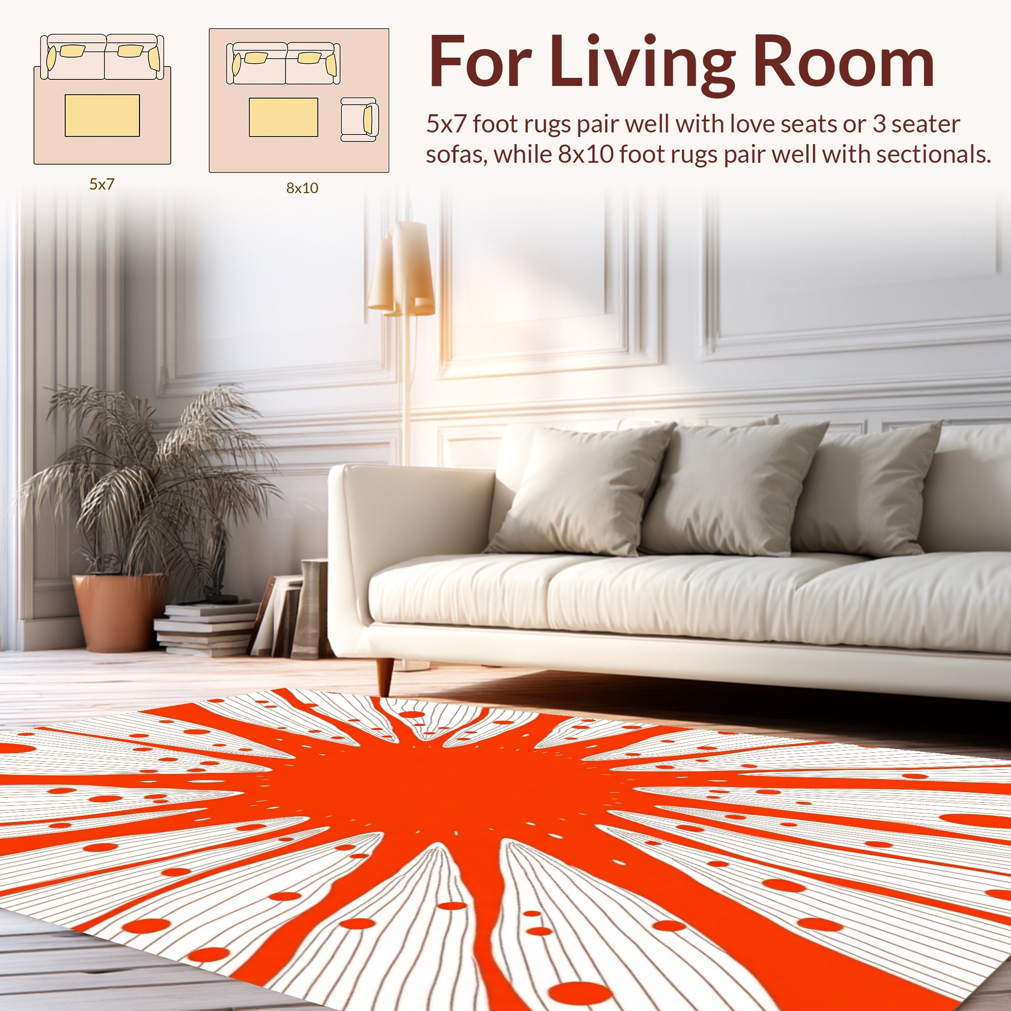 Radiant Orange Speckled Burst Design Rug