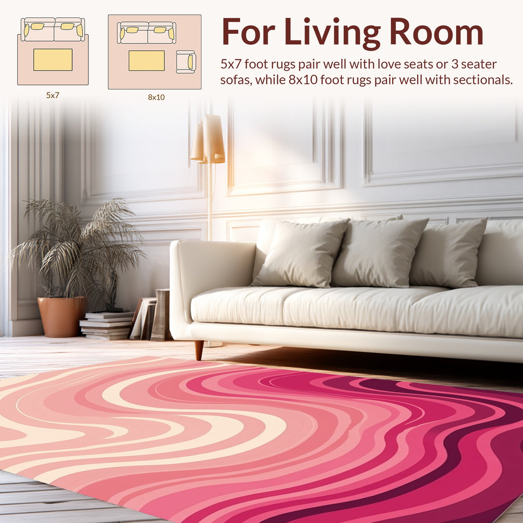Abstract Wavy Pink Tones Design Rug