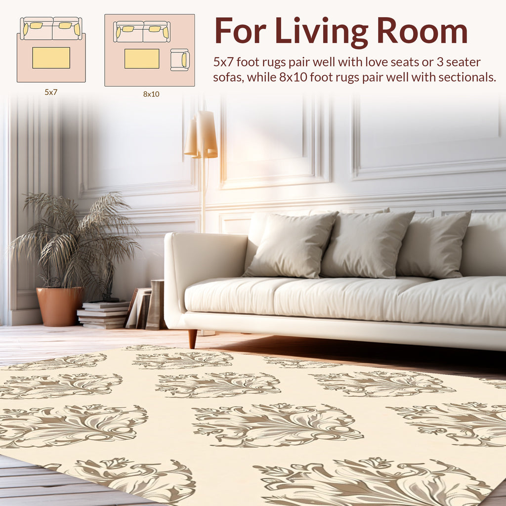 Elegant Floral Damask Pattern Rug