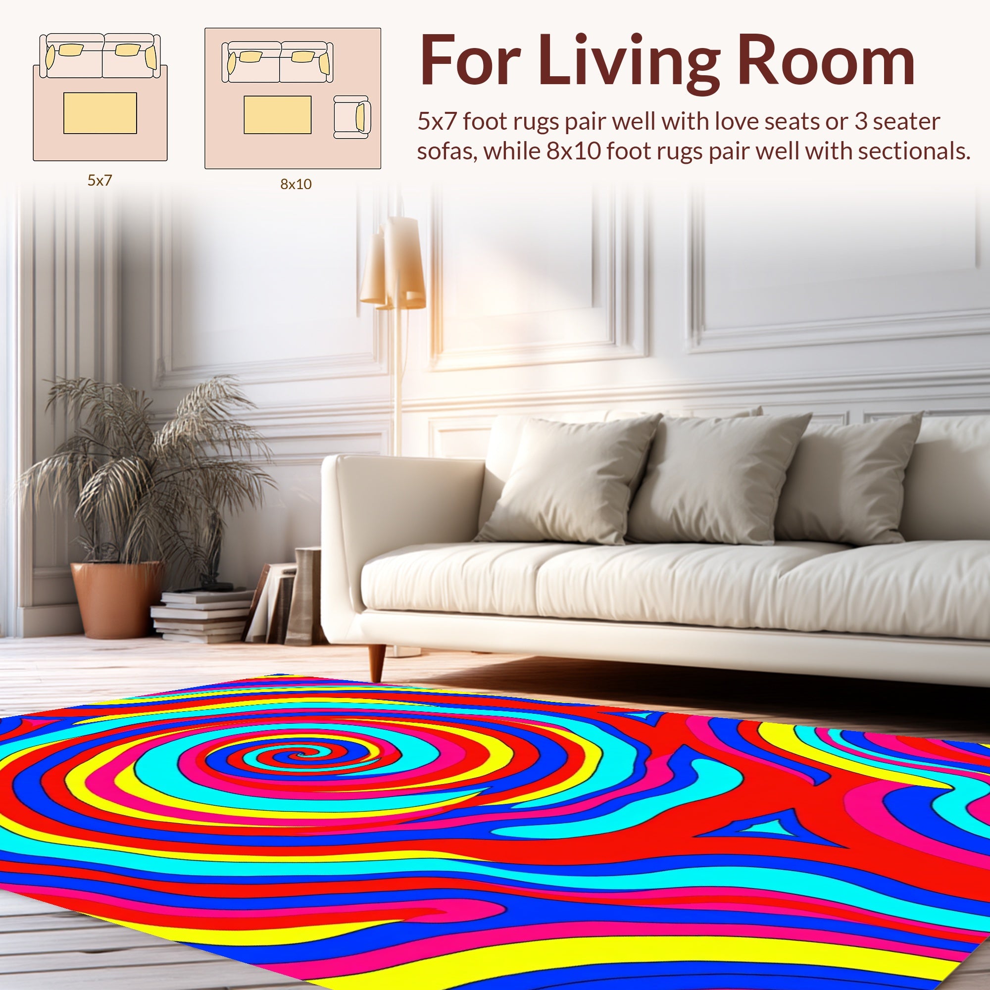 Vibrant Swirls Groovy Pattern Rug