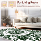 Dark Green Floral Mandala Pattern Rug