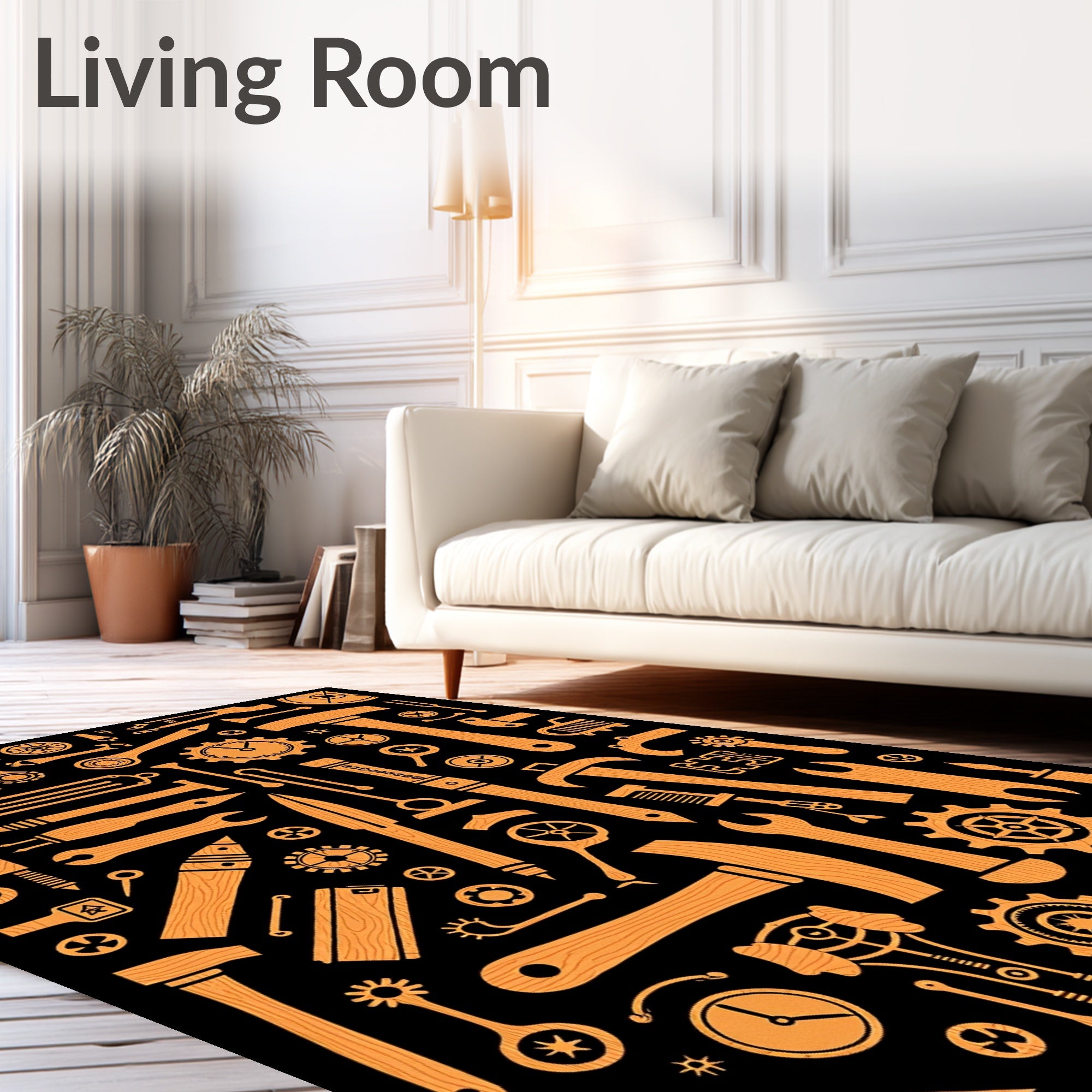 Industrial Wood Grain Tool Collage Rug