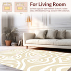 Cream and White Swirl Pattern Rug