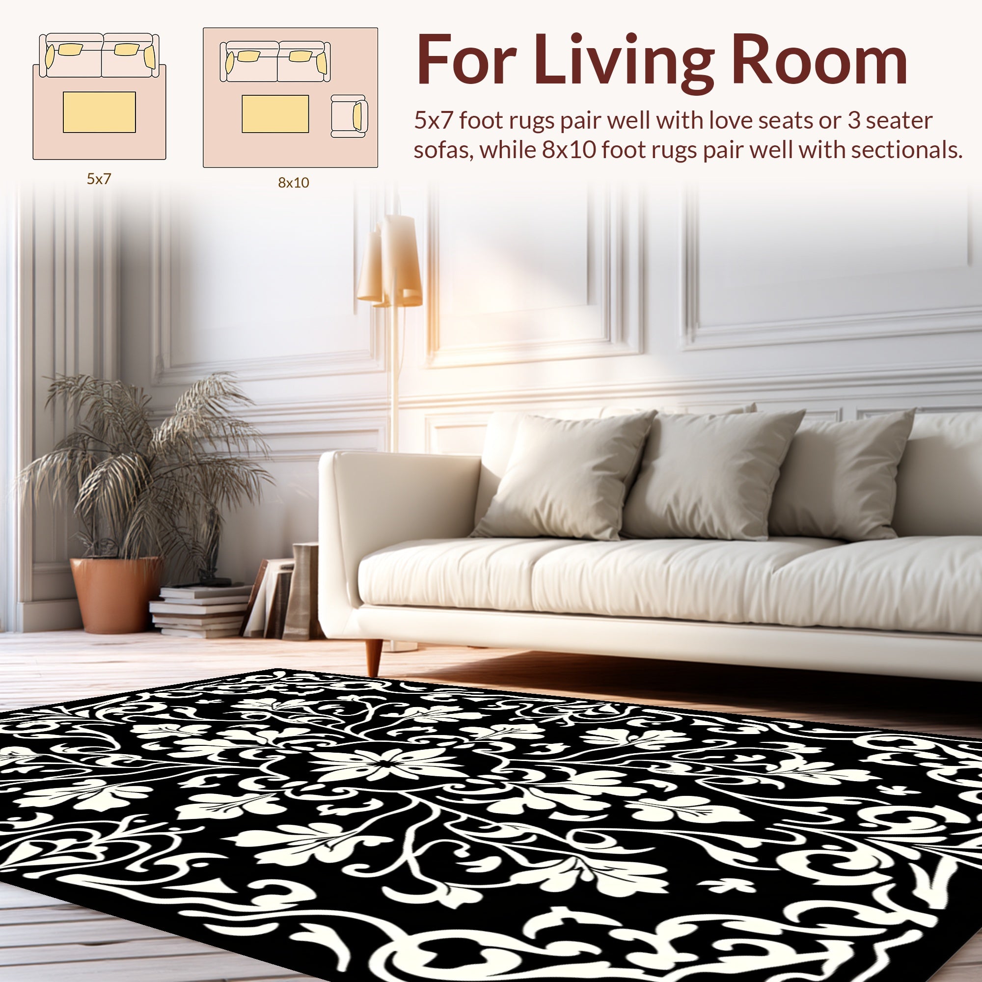 Intricate Floral Scrollwork Classic Pattern Rug