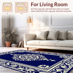 Classic Deep Blue Floral Medallion Rug