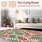 Tropical Leaf Print With Swirls Rug