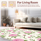 Charming Pink Rose Floral Pattern Rug
