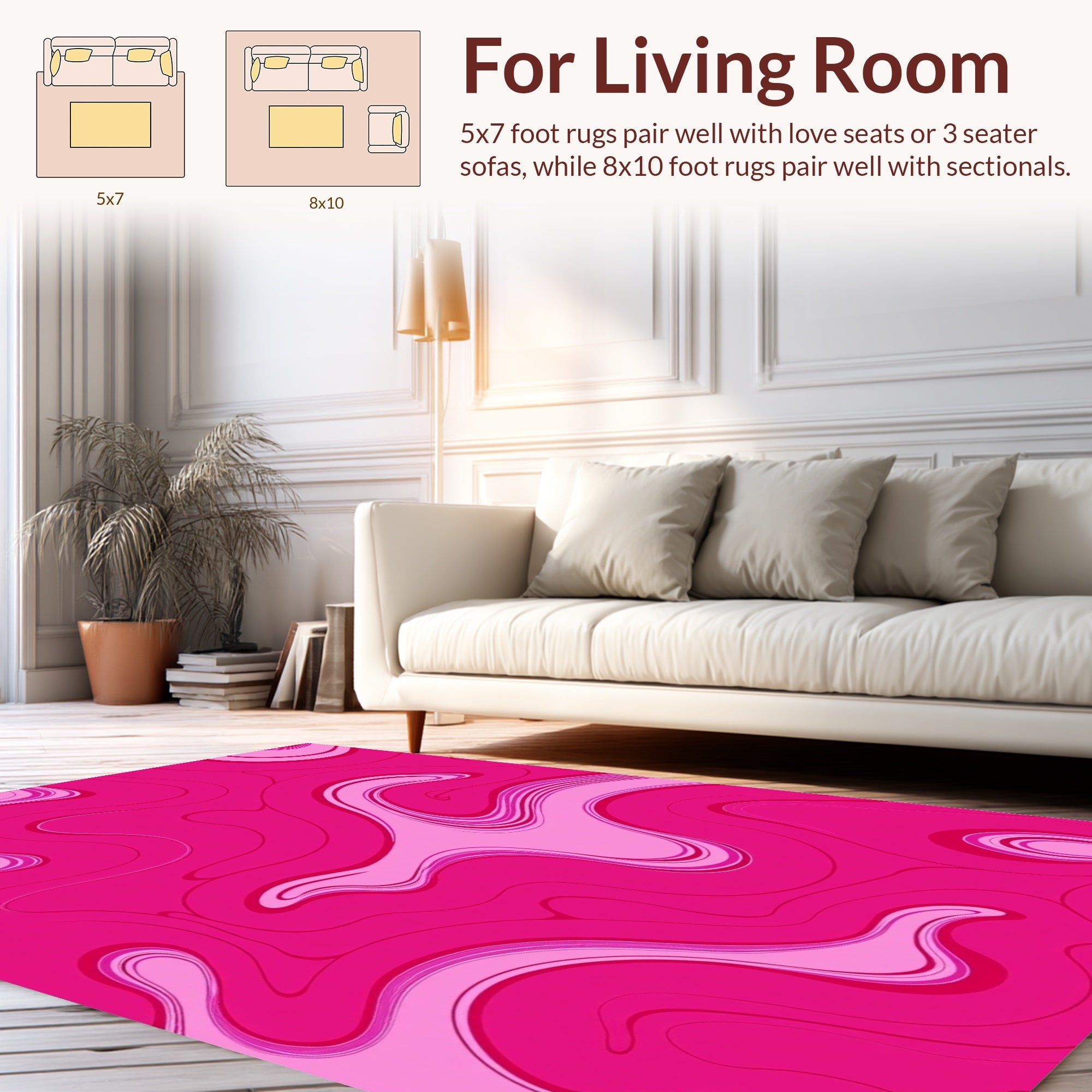 Pink Swirl Marbled Abstract Design Rug