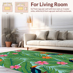 Tropical Toucan Floral Leaf Pattern Rug